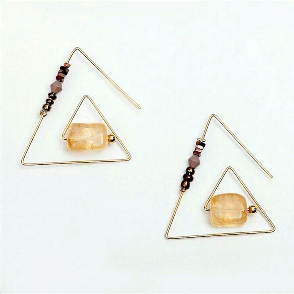 4/$15 Triangle Threader Earrings Gold Edition